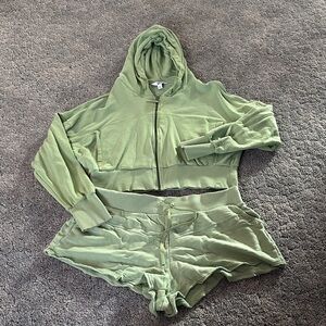 JoyLab Green Hoodie and Shorts Set